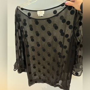 kate spade Black Sheer Polka Dot Blouse